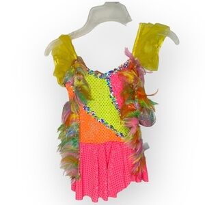 Wolff Fording girl dance outfit costume bird feather neon brights jazz tap